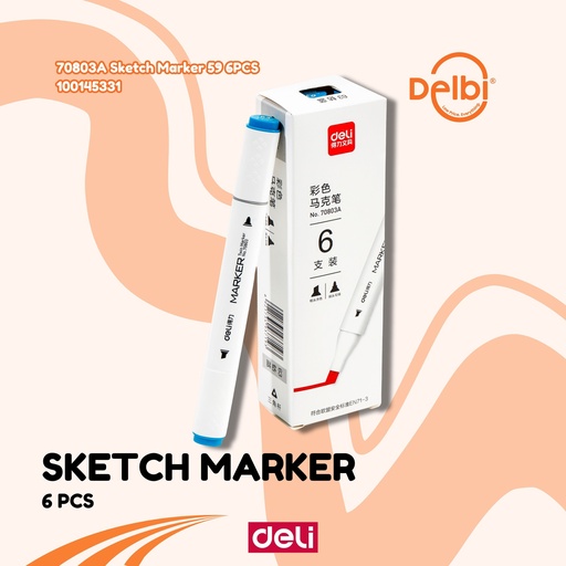 [100145331] DELI 70803A Sketch Marker 59 6PCS SPIDOL BX18