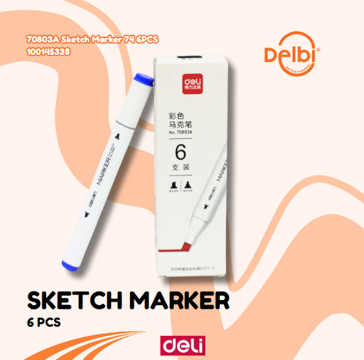 [100145338] DELI 70803A Sketch Marker 74 6PCS SPIDOL BX1