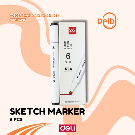 [100145346] DELI 70803A Sketch Marker 98 6PCS SPIDOL BX18 BX18