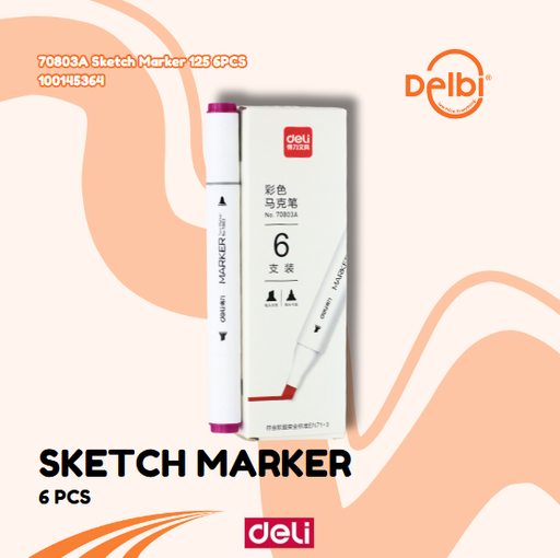 [100145364] DELI 70803A Sketch Marker 125 6PCS SPIDOL BX18