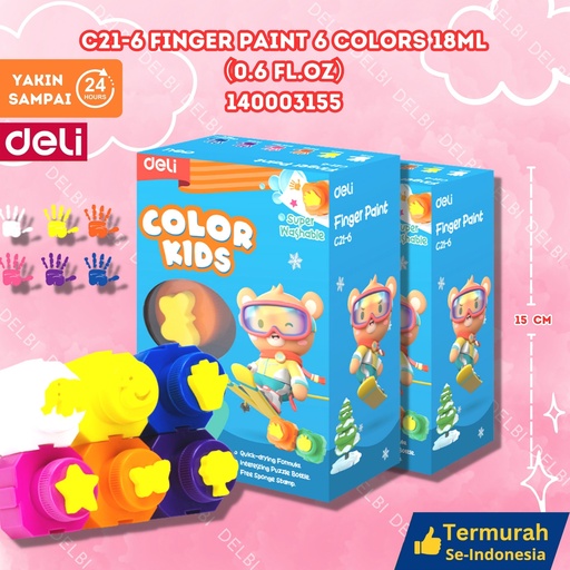 [140003155] C21-6 Finger Paint 6 Colors 18ml0.6 fl.oz MEWARNAI DELI WARNA 18ML BX12