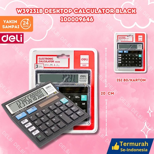 [100009646] W39231B Desktop Calculator BLACK DELI PENGHITUNG KALKULATOR BX80