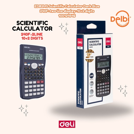 [100124546] DELI ED82MS Scientific Calculator Dark Blue 240F-two line display-10+2 digits KALKULATOR BX20