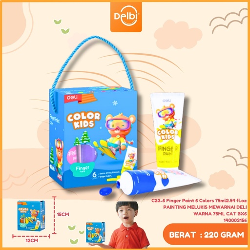 [140003156] C23-6 Finger Paint 6 Colors 75ml2.54 fl.oz PAINTING MELUKIS MEWARNAI DELI WARNA 75ML CAT BX6