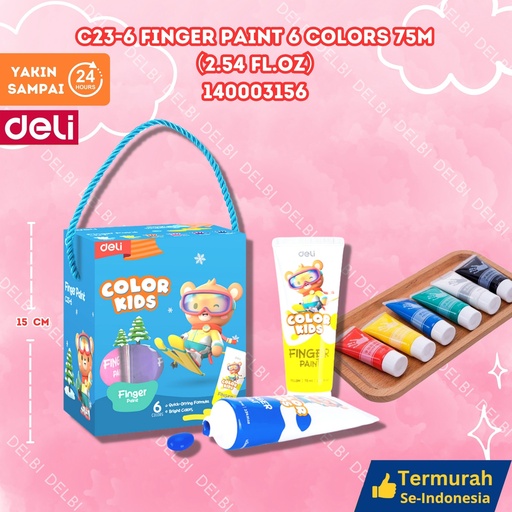 [140003156] C23-6 Finger Paint 6 Colors 75ml2.54 fl.oz PAINTING MELUKIS MEWARNAI DELI WARNA 75ML CAT BX6
