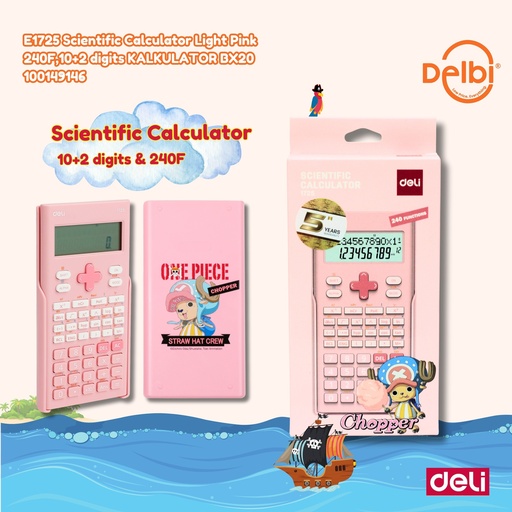 [100149146] DELI E1725 Scientific Calculator Light Pink 240F,10+2 digits KALKULATOR BX20