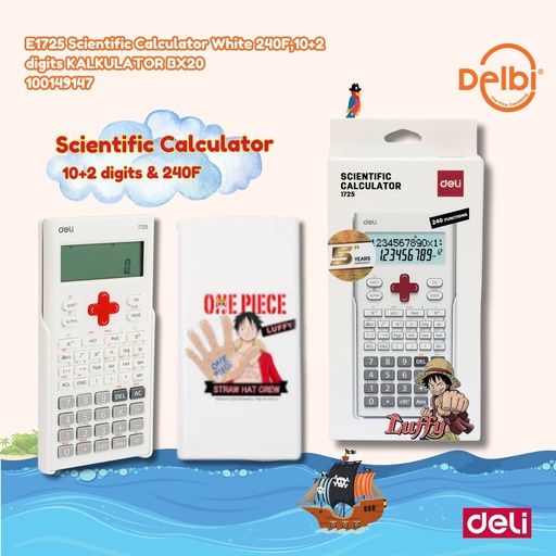 [100149147] DELI E1725 Scientific Calculator White 240F,10+2 digits KALKULATOR BX20