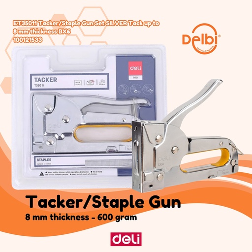 [100121533] ET35011 Tacker/Staple Gun Set SILVER Tack up to 8 mm thickness BX6