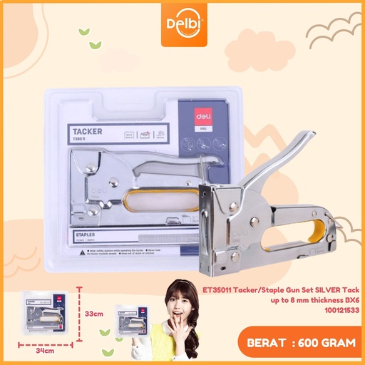 [100121533] ET35011 Tacker/Staple Gun Set SILVER Tack up to 8 mm thickness BX6