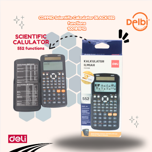 [100181542] DELI CD991ID Scientific Calculator BLACK 552 functions KALKULATOR BX20