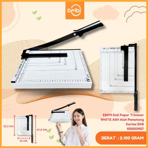 [100003427] E8014 Deli Paper Trimmer WHITE ASH Alat Pemotong Kertas BX8