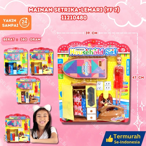 [11210480] (YF 7) MAINAN SETRIKA+LEMARI 28PCS BARBIE RUMAH TANGGA PRABOT SETRIKA LEMARI BX28