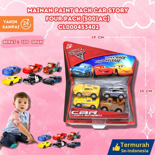 [CL000453402] (5001AC) MAINAN PAINT BACK CAR STORY FOUR PACK 240PCS MOBIL KECIL PULLBACK SET MIKA MEWARNAI BX240