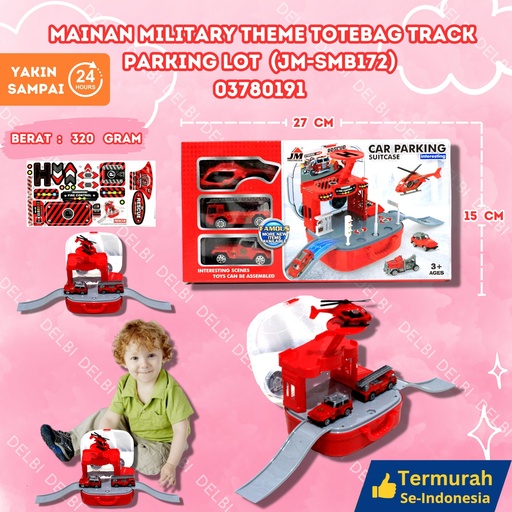 [03780190] (JM-SMB172 )FIRE THEMED TOTEBAG TRACK PARKING LOT (96PCS (D303) BESAR ARENA MOBIL SET MILITARY TAS BX96