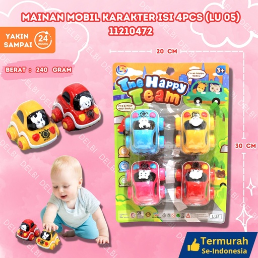 [11210472] (LU 05) MAINAN MOBIL KARAKTER ISI 4 (72PCS) KECIL BX72