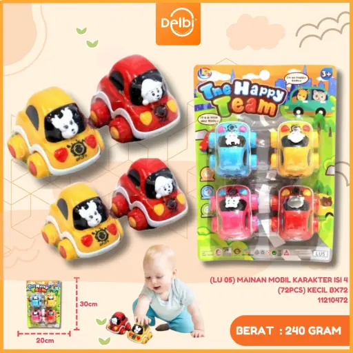 [11210472] (LU 05) MAINAN MOBIL KARAKTER ISI 4 (72PCS) KECIL BX72