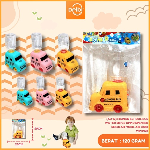 [11210478] (AU 12) MAINAN SCHOOL BUS WATER 58PCS OPP DISPENSER SEKOLAH MOBIL AIR BX58