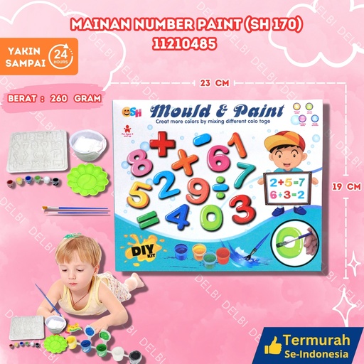 [11210485] (SH 170) MAINAN NUMBER PAINT 68PCS PAINTING MELUKIS MEWARNAI EDUKASI ANGKA BX68