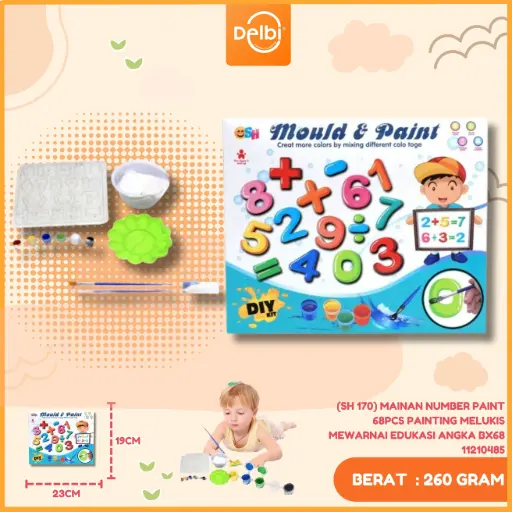 [11210485] (SH 170) MAINAN NUMBER PAINT 68PCS PAINTING MELUKIS MEWARNAI EDUKASI ANGKA BX68