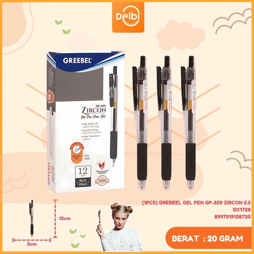 [8997019138720] (1PCS) GREBEEL GEL PEN GP-509 ZIRCON 0.5 BX1728