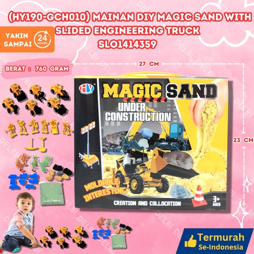 [SLO1414359] (HY190-GCH010) MAINAN DIY MAGIC SAND WITH SLIDED ENGINEERING TRUCK 24PCS pasir space DUS BX24