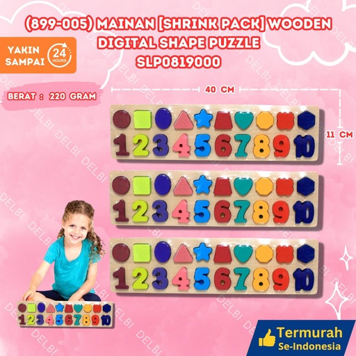 [SLP0819000] (899-005) MAINAN [SHRINK PACK] WOODEN DIGITAL SHAPE PUZZLE 76PCS BX76