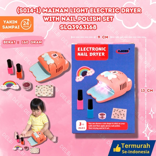 [SLQ3963168] (S014-1) MAINAN LIGHT ELECTRIC DRYER WITH NAIL POLISH SET 180PCS KECANTIKAN LAMPU DUS KUTEK ART SALON BX180