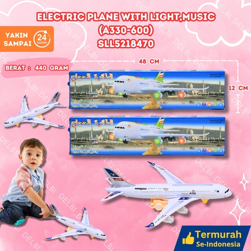 [SLL5218470] (A330-600) ELECTRIC PLANE WITH LIGHT,MUSIC 48PCS PESAWAT MAINAN TRANSPORTASI LAMPU SUARA BX48