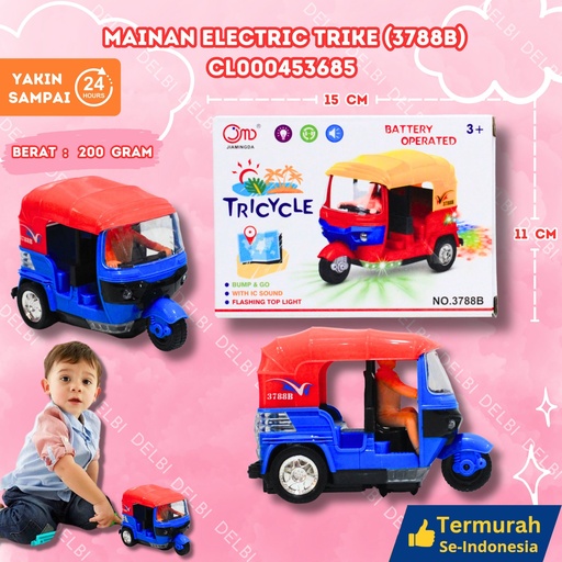 [CL000453685] (3788B) MAINAN ELECTRIC TRIKE 144PCS BATERAI MOBIL KECIL TRANSPORTASI KENDARAAN LAMPU BX144