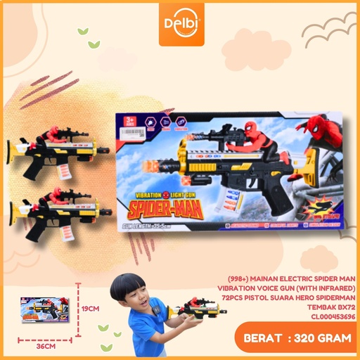 [CL000453696] (998+) MAINAN ELECTRIC SPIDER MAN VIBRATION VOICE GUN (WITH INFRARED) 72PCS PISTOL SUARA HERO SPIDERMAN TEMBAK BX72
