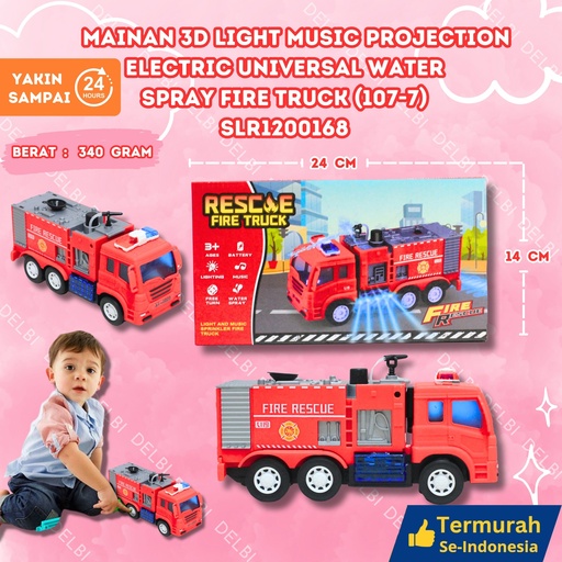 [SLR1200168] (107-7) MAINAN 3D LIGHT MUSIC PROJECTION ELECTRIC UNIVERSAL WATER SPRAY FIRE TRUCK 96PCS BATERAI MOBIL LAMPU PEMADAM KEBAKARAN PROFESI BX96