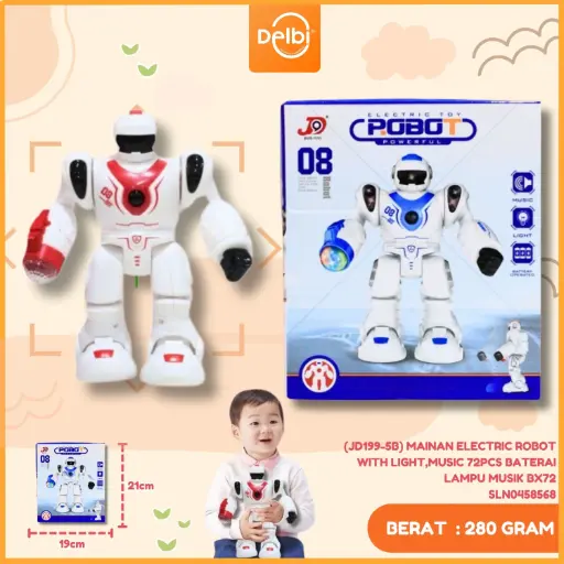 [SLN0458568] (JD199-5B) MAINAN ELECTRIC ROBOT WITH LIGHT,MUSIC 72PCS BATERAI LAMPU MUSIK BX72