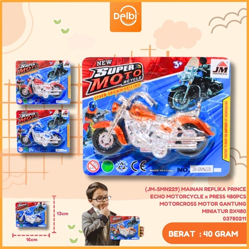 [03780211] (JM-SMN229) MAINAN REPLIKA PRINCE ECHO MOTORCYCLE x PRESS 480PCS MOTORCROSS MOTOR GANTUNG MINIATUR BX480