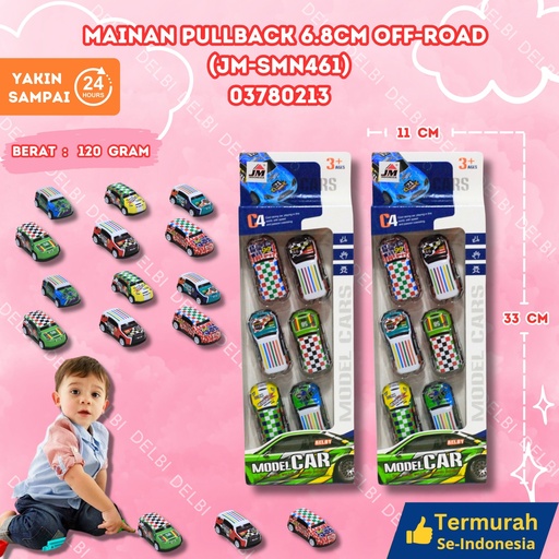[03780213] (JM-SMN461) MAINAN PULLBACK 6.8CM OFF-ROAD 144PCS MOBIL KECIL SET DUS OFFROAD BX144