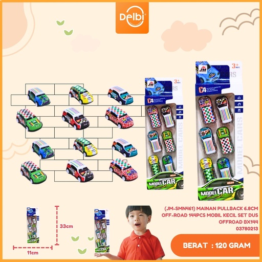 [03780213] (JM-SMN461) MAINAN PULLBACK 6.8CM OFF-ROAD 144PCS MOBIL KECIL SET DUS OFFROAD BX144