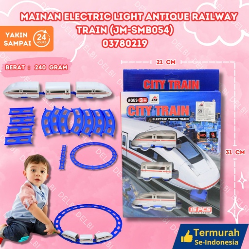 [03780219] (JM-SMB054) MAINAN ELECTRIC LIGHT ANTIQUE RAILWAY TRAIN 72PCS KERETA API TRANSPORTASI LAMPU REL BX72