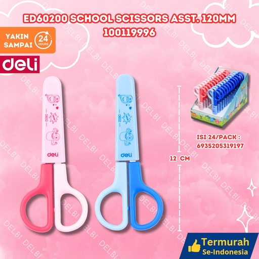 [100119996] ED60200 School Scissors ASST. 120mm GUNTING MOTIF SEKOLAH DELI BX24
