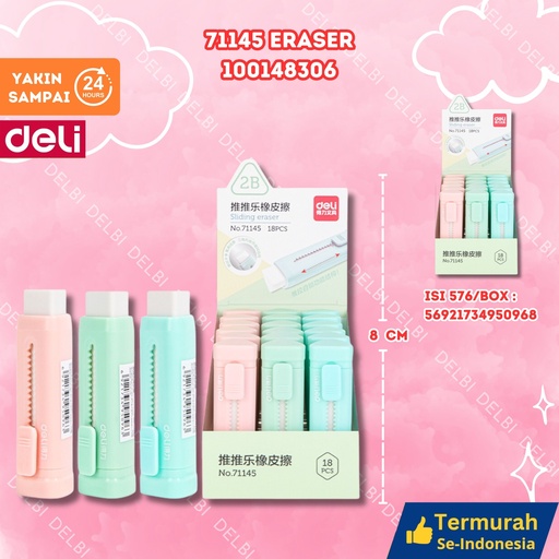 [100148306] 71145 Eraser PENGHAPUS DELI WARNA-WARNI BX576 BX18