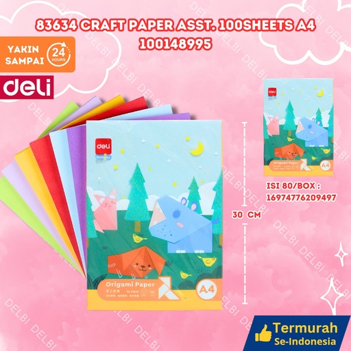 [100148995] 83634 Craft Paper ASST. 100sheets A4 ORIGAMI PRAKARYA KERTAS DELI SENI BX24