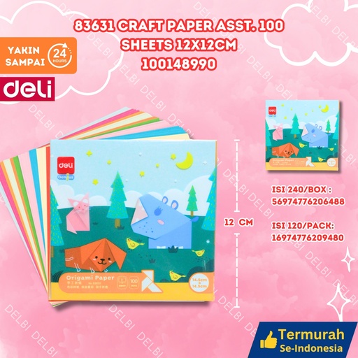 [100148990] 83631 Craft Paper ASST. 100sheets 12x12cm ORIGAMI PRAKARYA KERTAS DELI SENI BX240 BX120