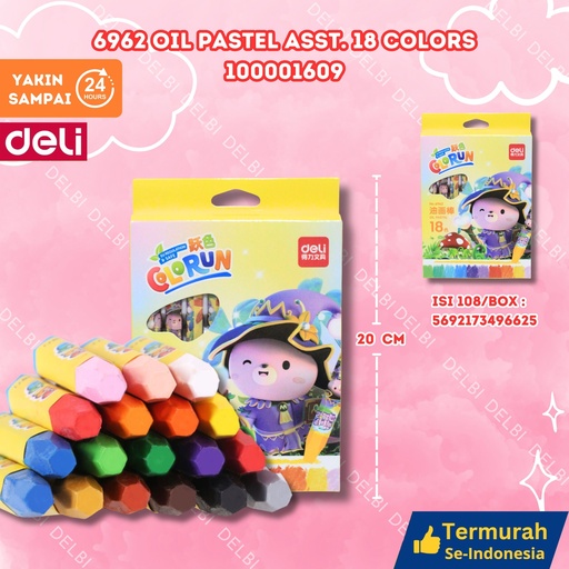 [100001609] 6962 Oil Pastel ASST. 18 colors MENGGAMBAR MEWARNAI DELI KRAYON PENSIL WARNA BX108