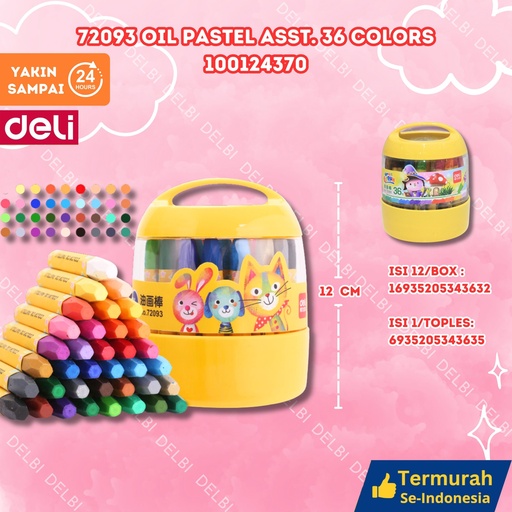 [100124370] 72093 Oil Pastel ASST. 36 colors MEWARNAI DELI PENSIL WARNA CRAYON BX12