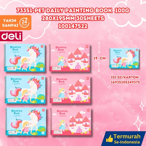 [100147522] 73351-Pet daily Painting Book 100g 280x195mm 30sheets MEWARNAI DELI BUKU PET BX100 BX50