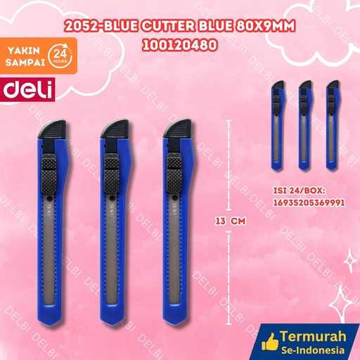 [100120480] 2052-Blue Cutter BLUE 80x9mm DELI PISAU BX720 BX24