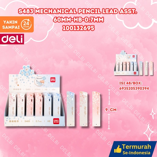 [100132695] S483 Mechanical Pencil Lead ASST. 60mm-HB-0.7mm DELI ISI PENSIL BX576 BX48