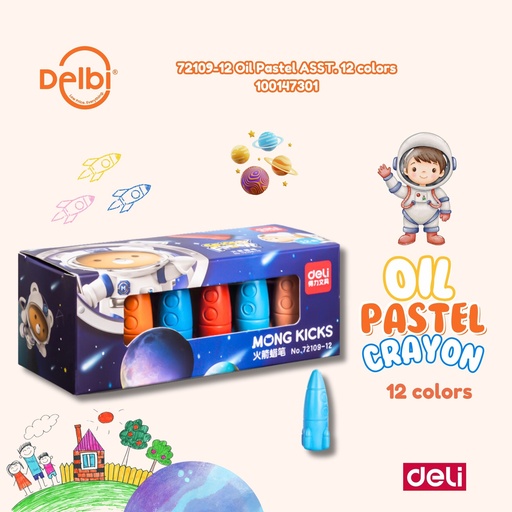 [100147301] DELI 72109-12 Oil Pastel ASST. 12 colors BX144 BX24