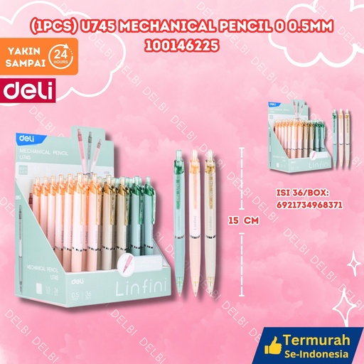 [100146225] (1PCS) U745 Mechanical Pencil 0 0.5mm DELI PENSIL MEKANIK BX288 BX36