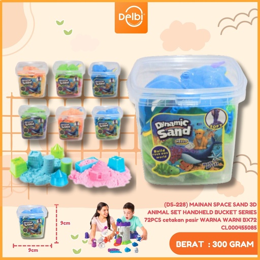[CL000455085] (DS-228) MAINAN SPACE SAND 3D ANIMAL SET HANDHELD BUCKET SERIES 72PCS cetakan pasir WARNA WARNI BX72