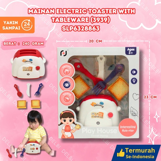 [SLP6328863] (3939) MAINAN ELECTRIC TOASTER WITH TABLEWARE 36PCS LAMPU MEMASAK OVEN PEMANGGANG ROTI DUS BX36