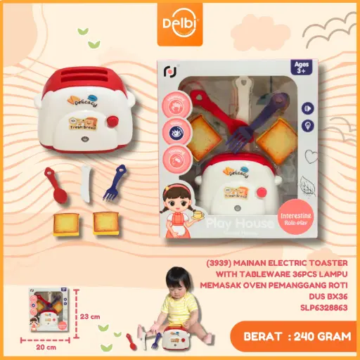 [SLP6328863] (3939) MAINAN ELECTRIC TOASTER WITH TABLEWARE 36PCS LAMPU MEMASAK OVEN PEMANGGANG ROTI DUS BX36